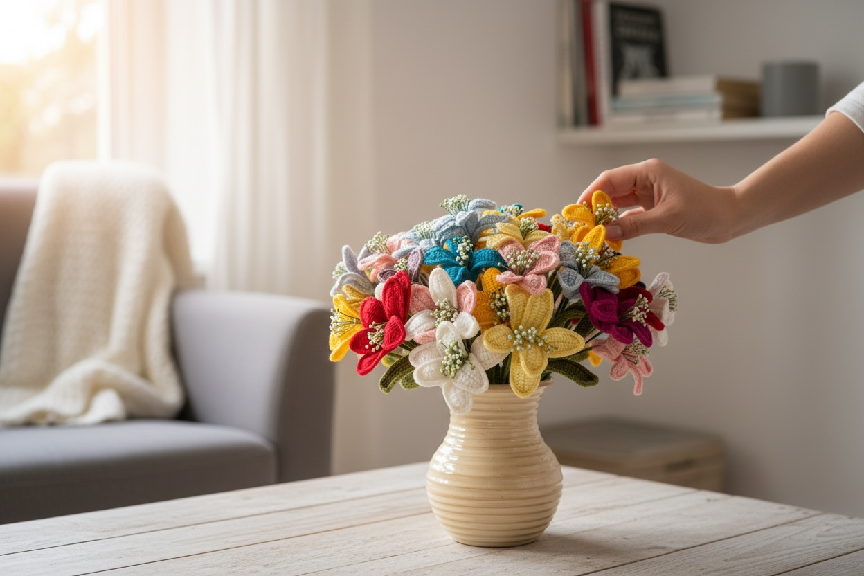 Handmade Crochet Multicolour Lily Arrangement | Choose Your Colour
