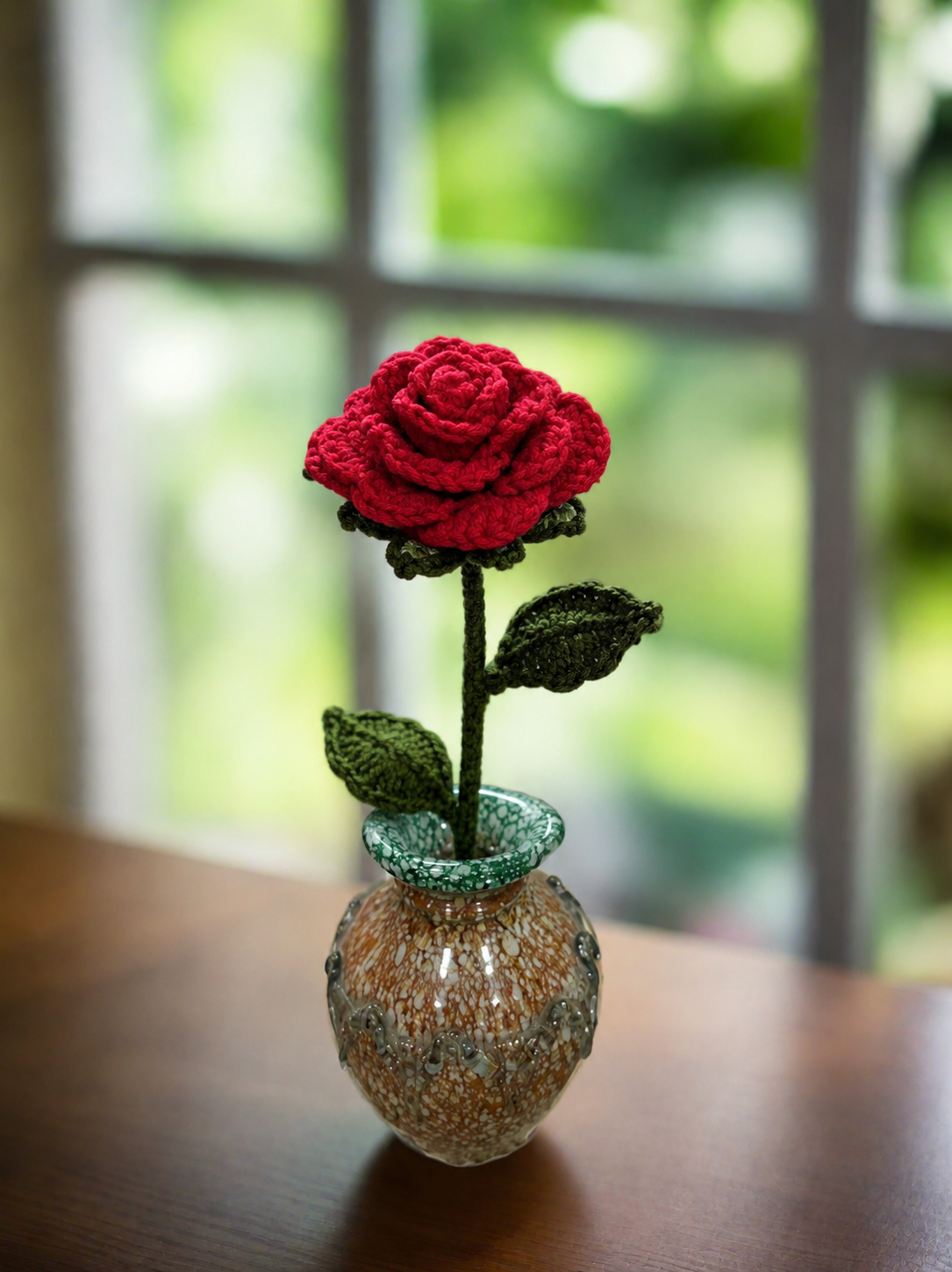 Handcrafted Crochet Red Rose