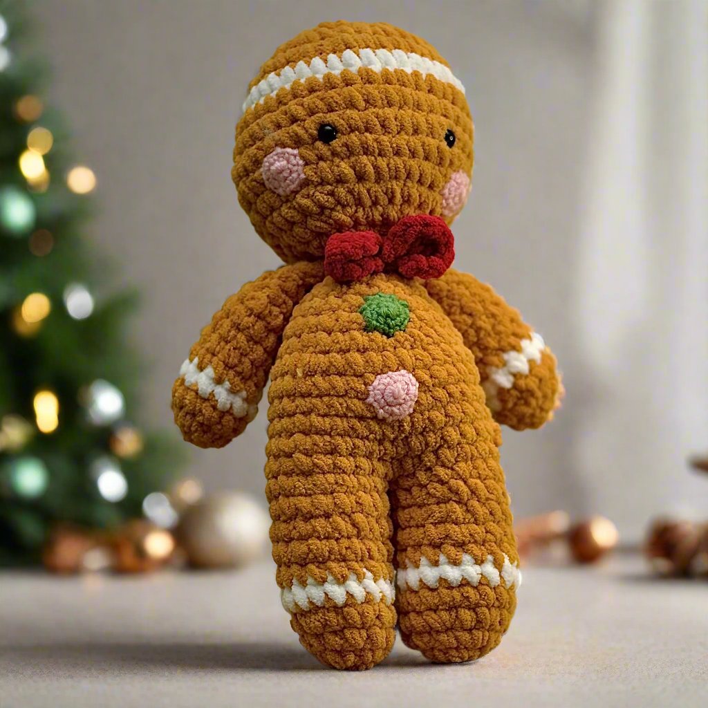 Handmade Crochet Gingerbread Man Plush Doll