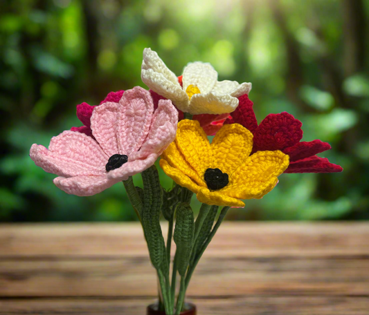 Handmade Crochet cosmos Flower Bouquet