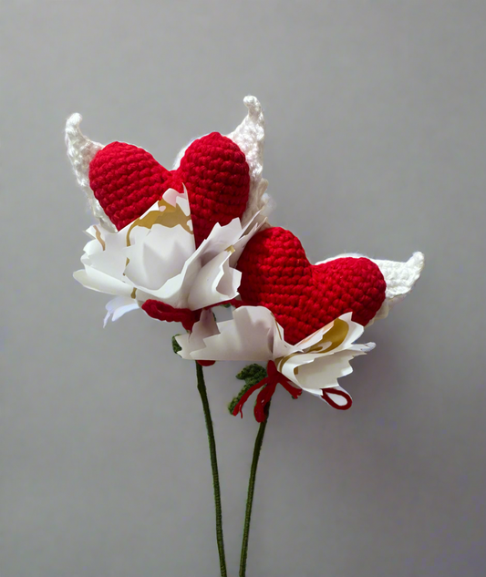 Handcrafted Crochet Heart Bouquets with Angel Wings –