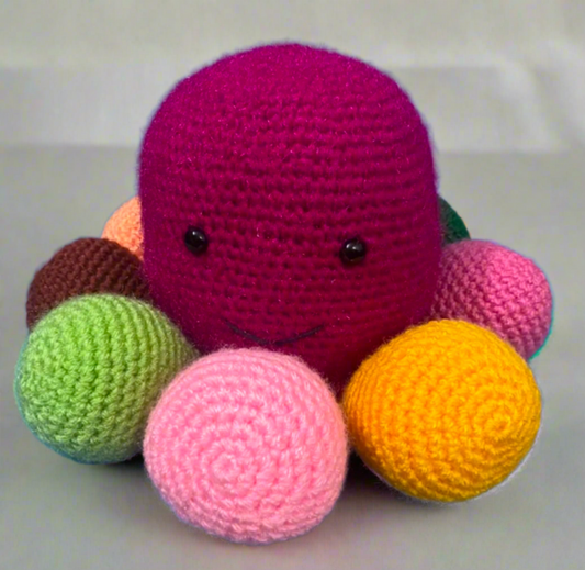 Handmade Crochet Multicolored Octopus Plush Toy