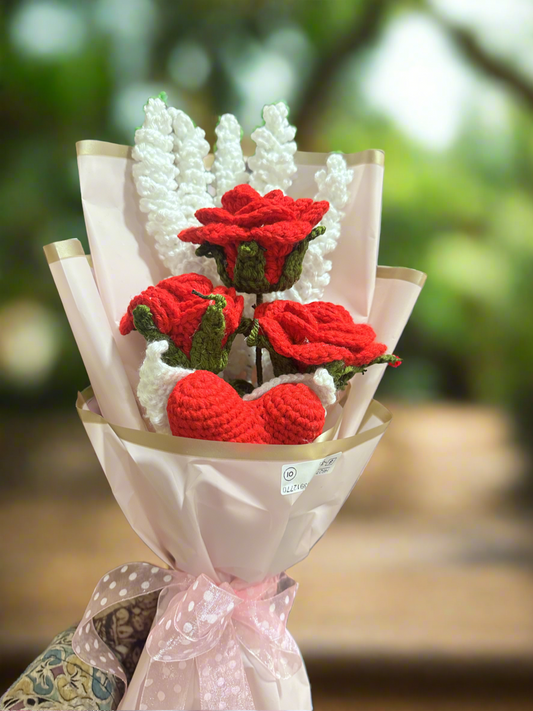 Handmade Crochet Rose Bouquet