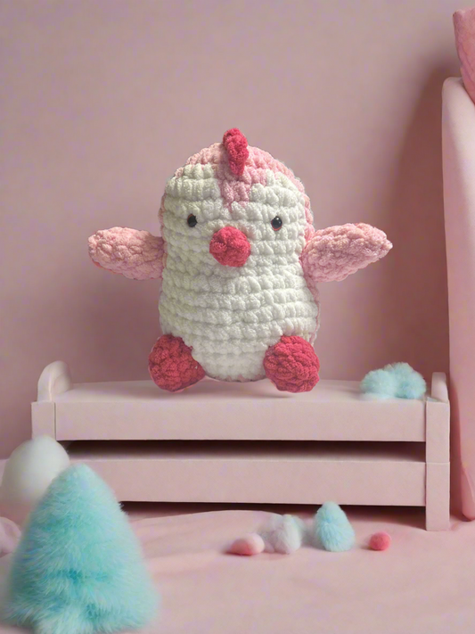 Handmade Crochet Pink Penguin Plush Toy