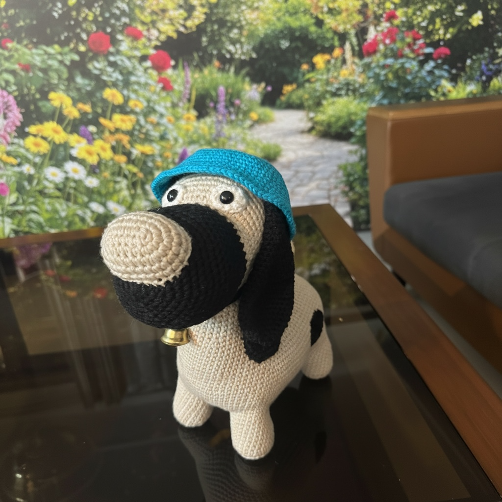 Handmade Crochet Dog with Hat – Cute Amigurumi Puppy Toy | Aesthetic Gift & Home Decor