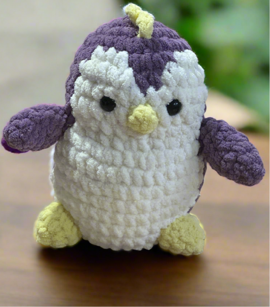 🧵 Handmade Crochet Penguin Plush – Purple & White | Soft & Cuddly Gift for Kids & Adults