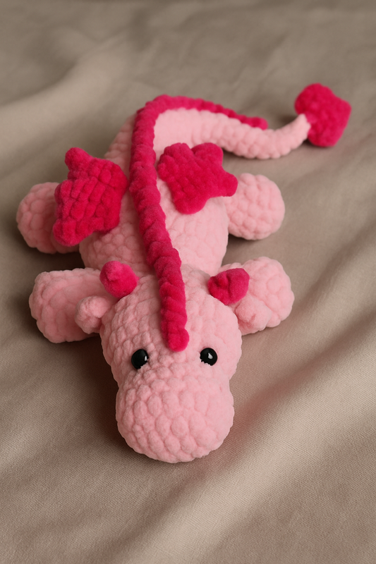 Handmade Crochet Pink Dragon Plush – Soft & Cuddly Toy