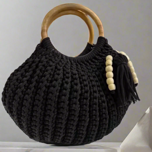 Handmade Black Crochet Bag