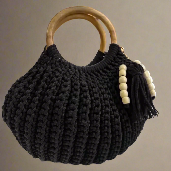 Handmade Black Crochet Bag