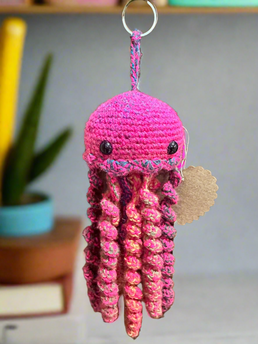 Handmade Crochet Jellyfish Keychain