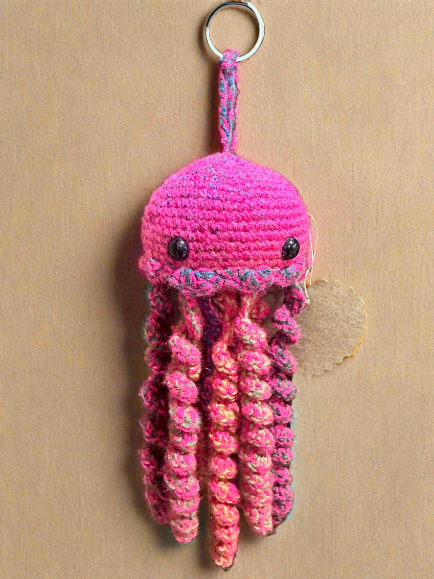 Handmade Crochet Jellyfish Keychain