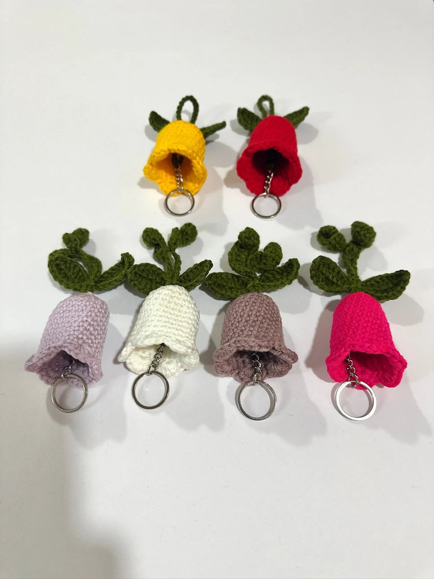 Handmade Crochet Bellflower Keychains