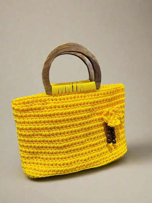 Handmade Yellow Crochet Tote Bag